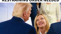 Imagen con la que el presidente de los Estados Unidos, Donald Trump, ha querido humillar a la primera ministra italiana Giorgia Meloni. Fuente: Donald Trump en TruthSocial