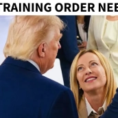 Imagen con la que el presidente de los Estados Unidos, Donald Trump, ha querido humillar a la primera ministra italiana Giorgia Meloni. Fuente: Donald Trump en TruthSocial