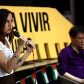 La secretaria general de Podemos, Ione Belarra, durante el Encuentro Municipalista de Podemos en Andalucía. Álex Zea / Europa Press