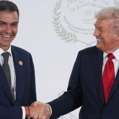 Pedro Sánchez y Donald Trump en la cumbre de la OTAN. Fuente: RTVE